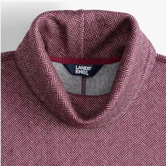 LAND’S END Fleece Cowl Neck Tunic Top Sweater Pullover Maroon Wine - Picture 5 of 9
